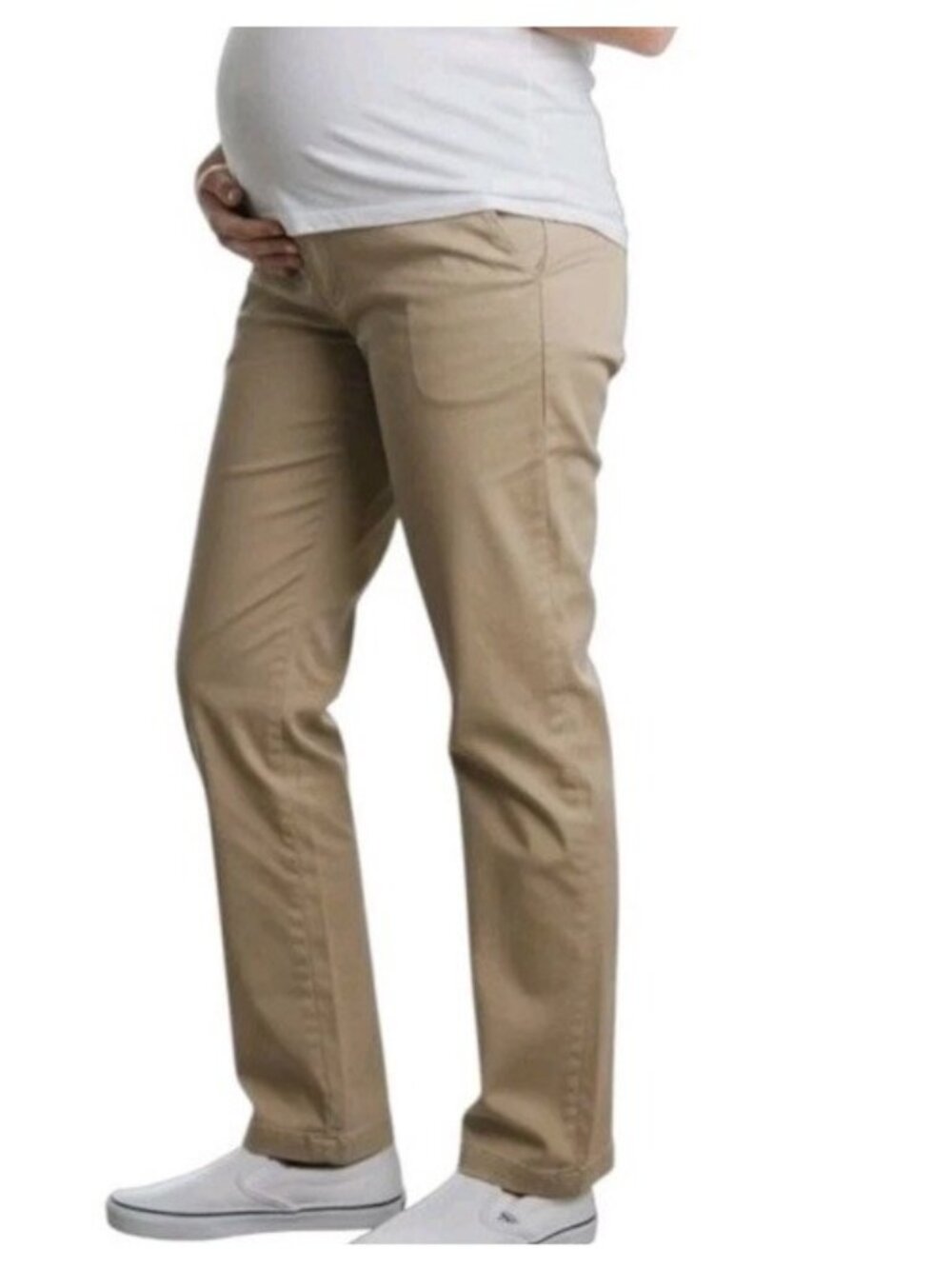 LIZ LANGE Maternity Straight Pants Beige Stretchy Khaki Chino Size 8 For Target